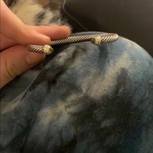 David Yurman cable bracelet with green stone